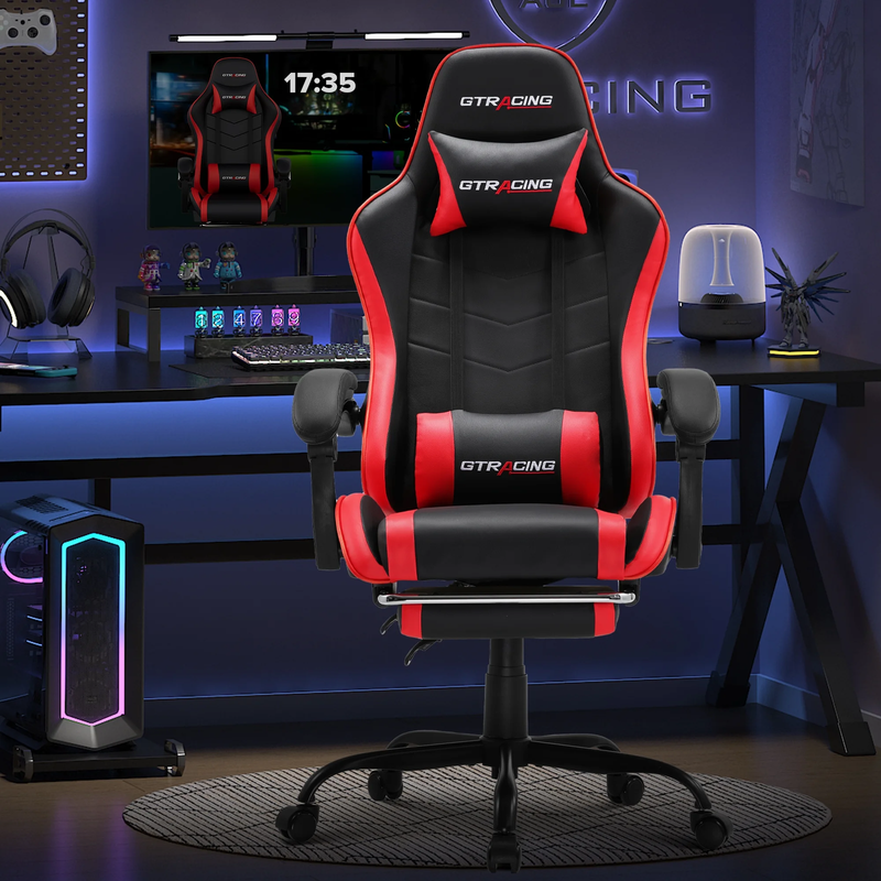 Ergonomic GTWD 200 Chair Gaming Office Adjustable Pillow Footrest Red5