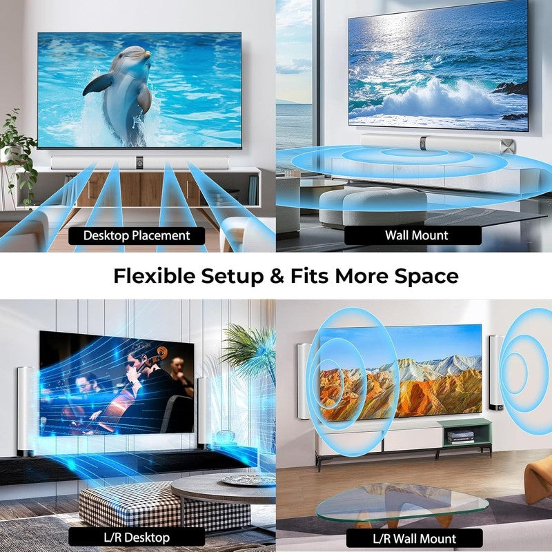 2 in 1 Bluetooth Sound Bar for TV 80W ARC OPT AUX 3 EQ Modes Detachable Speaker6