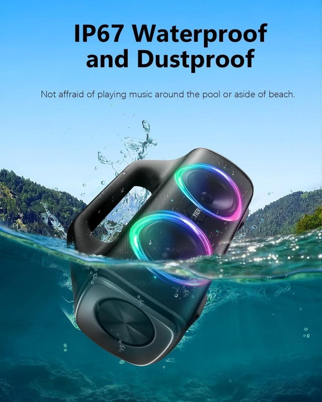 80W Bluetooth Speaker, IP67 Waterproof, Deep Bass, Lights, Stereo, Portable2