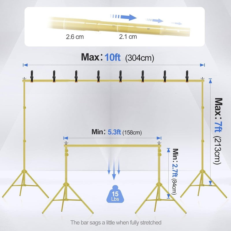 Backdrop Stand 10X7Ft(Wxh) Photo Studio Adjustable Background Stand Support Kit 2