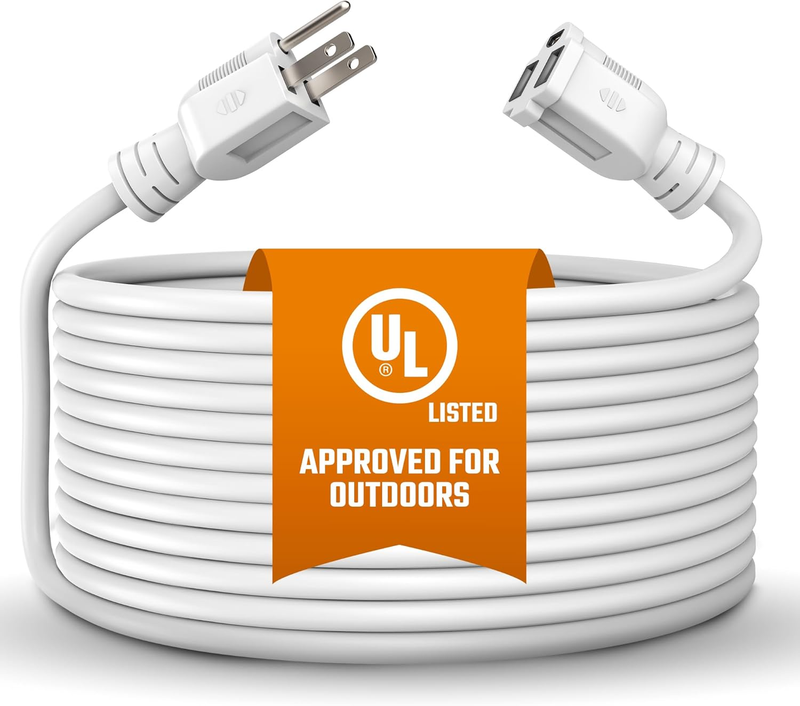 Outdoor Extension Cord Waterproof 10 Ft, White, Indoor, Outdoor Power Cord, Heav11