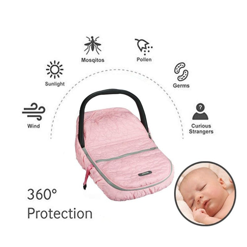 Winter Baby Car Seat Cover, Plush Fleece Canopy for Infants, Pink5
