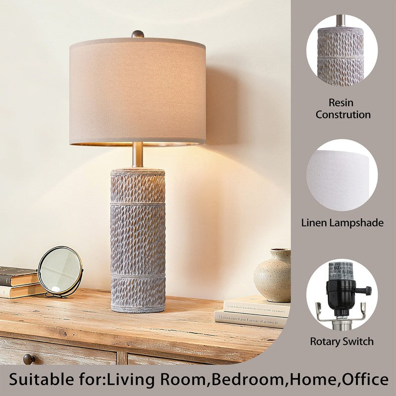 Set of 2 25.5" Farmhouse Table Lamps Resin Retro for Bedroom & Living Room1