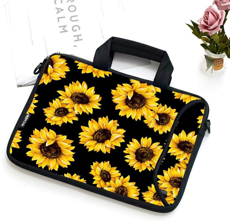 14 15.6 Laptop Sleeve Bag Sunflowers Neoprene Carry Case w/ Handle Pocket5