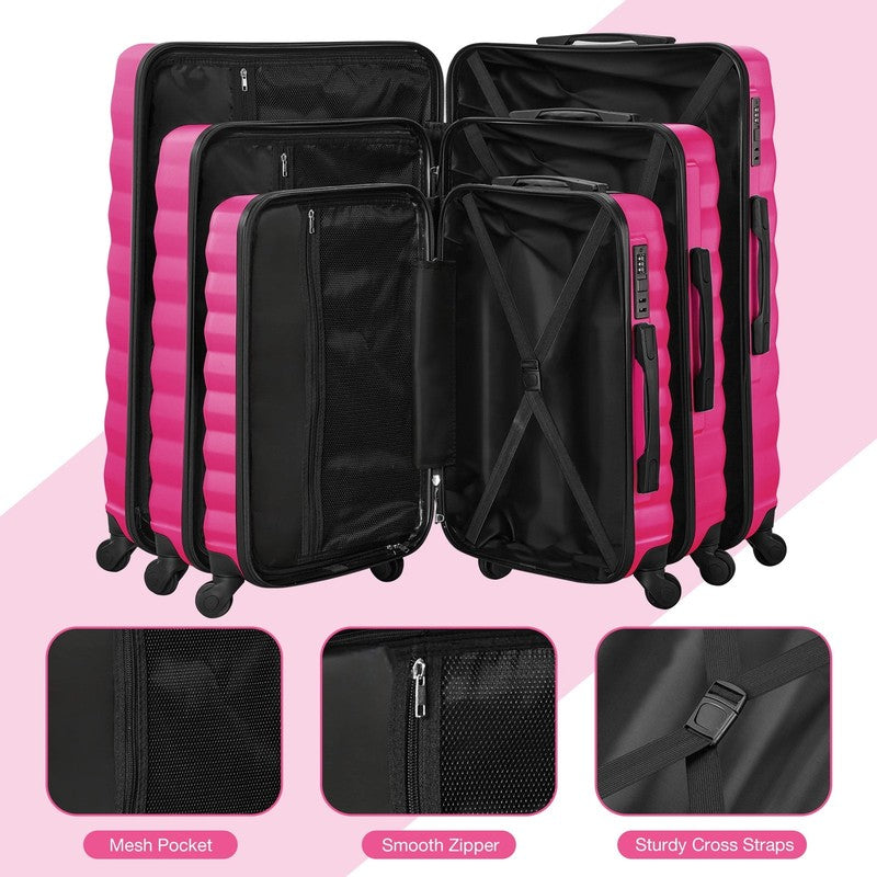 10 Piece Luggage Set Hardside Spinner Suitcase 28 24 20 Inch Backpack Rose Red10