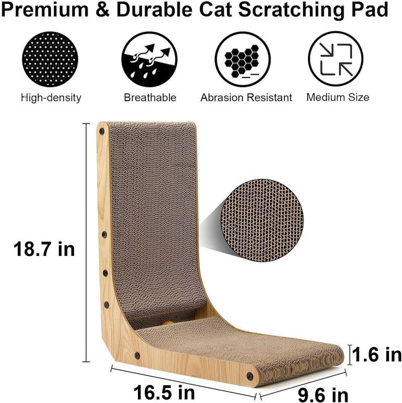 Cat Scratcher, 18.7 Inch L Shape Cat Scratch Pad Wall Mounted, Cat Scratching Ca2