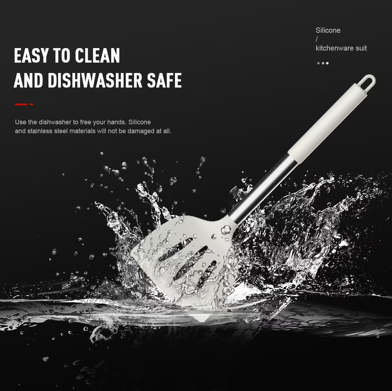 Silicone Cooking Utensils Set Heat Resistant Kitchen Tools Cream White6