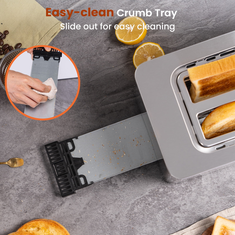 4 Slice Touchscreen Toaster Extra Wide 1.5in Slots Stainless Steel Timer Defrost7