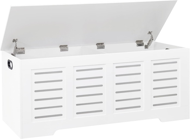 47.3'' Wooden Toy Box Storage Chest Flip Top Entryway Shoe Bench White0