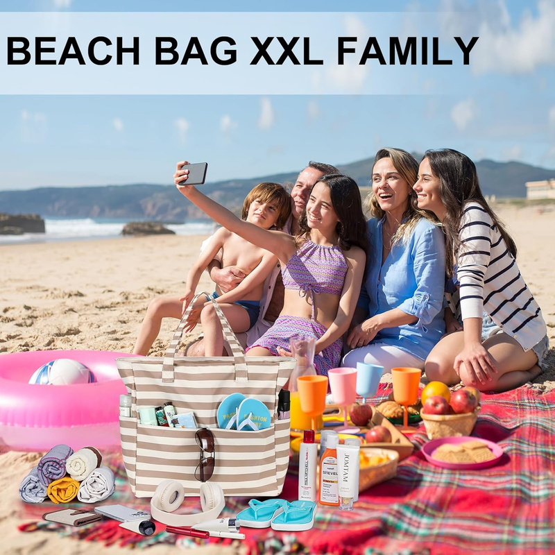 Large Beach Tote Bag Women Waterproof Sandproof Pool Gym Travel Bag1