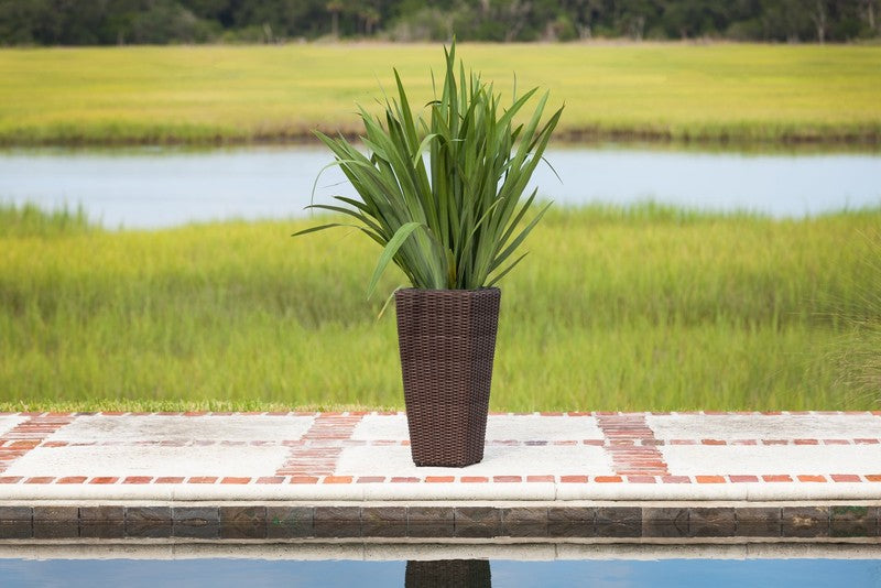 62501 Alto Wicker All Weather Planter Set with Liners Tall Plant Decor Box for O7