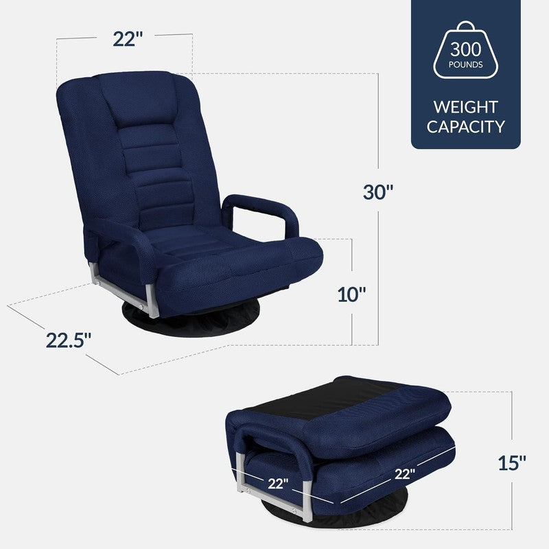 Gaming Floor Rocker Chair 360° Swivel, Lumbar Support, Adjustable Back – Navy2