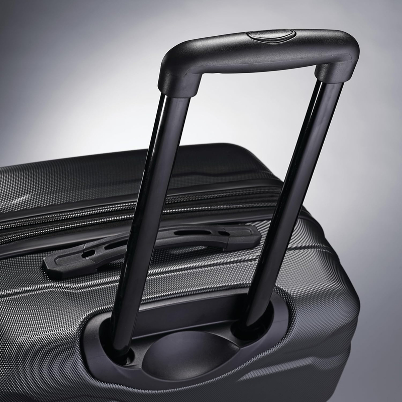 28" Hardside Expandable Luggage Spinner Wheels Checked Suitcase Black4