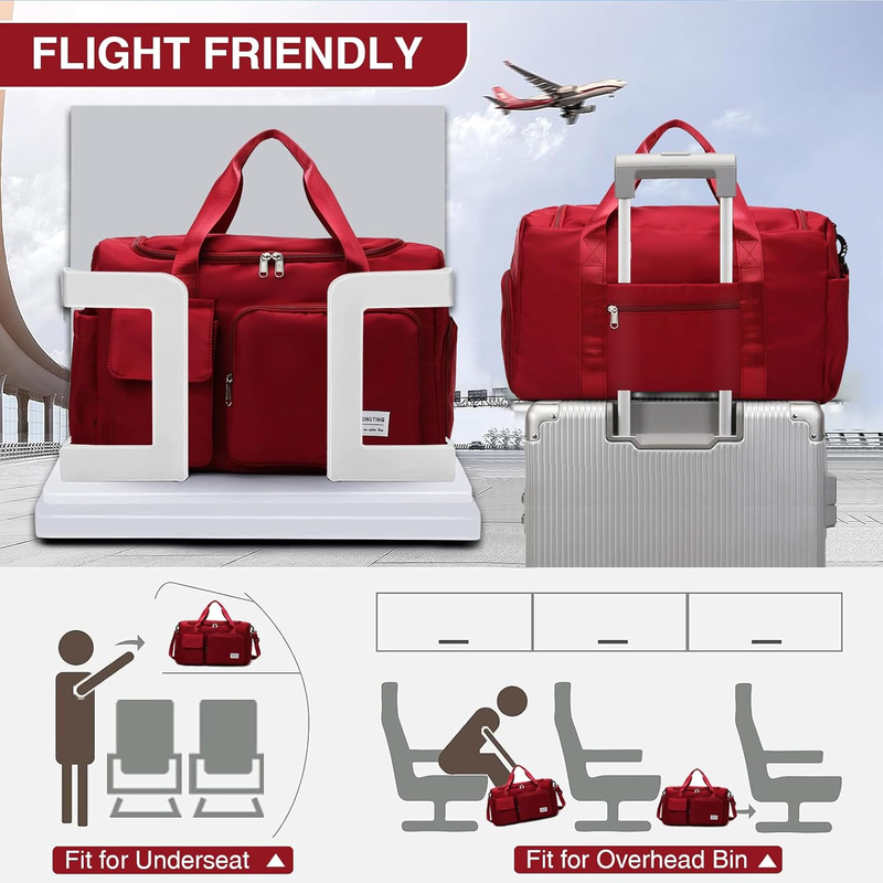Women Gym Duffle Bag Travel Weekender Carry On w/ Shoe Compartment3