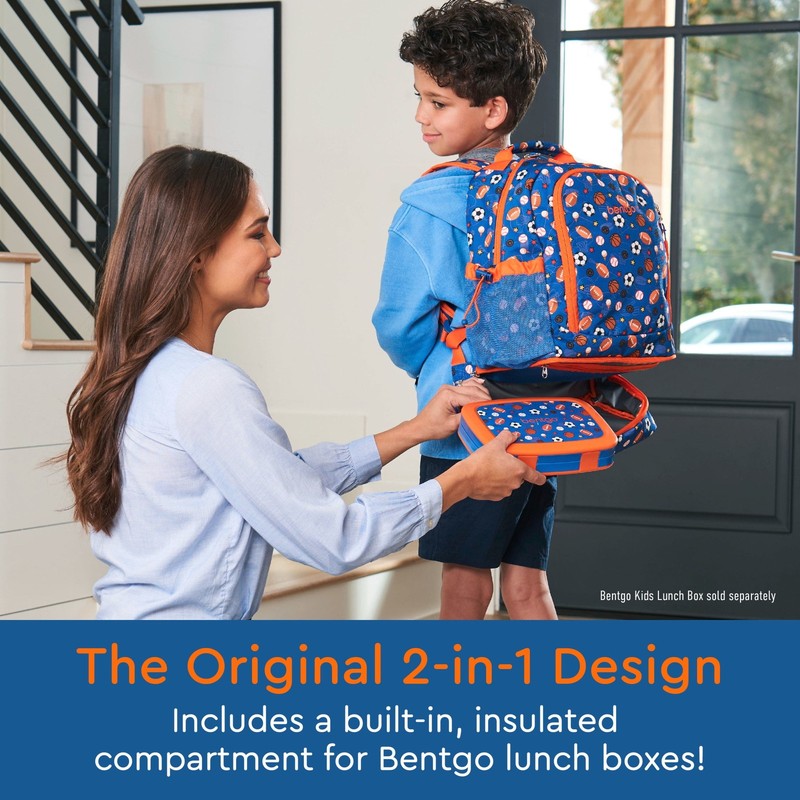Kids 2 in 1 Backpack and Insulated Lunch Bag Shark Print Water Resistant School1