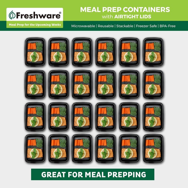 Meal Prep Containers [50 Pack] 1 Compartment Food Storage Containers with Lids, 2