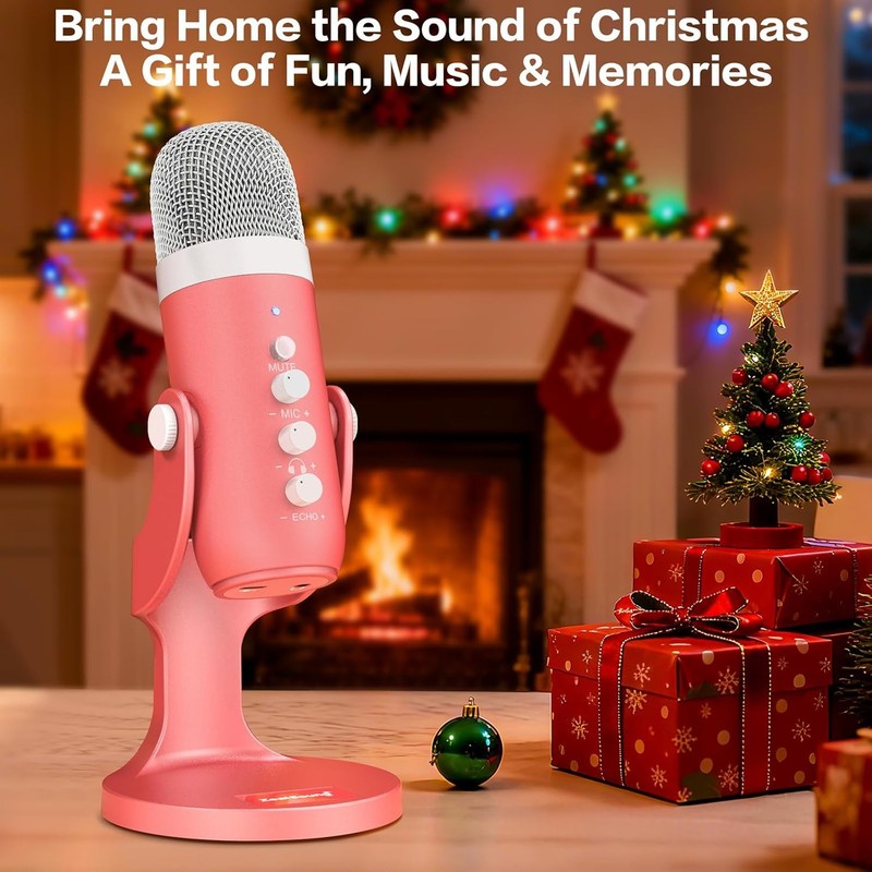 Pink USB Gaming Mic w/ Quick Mute, Echo, Monitor Volume PC Phone K667