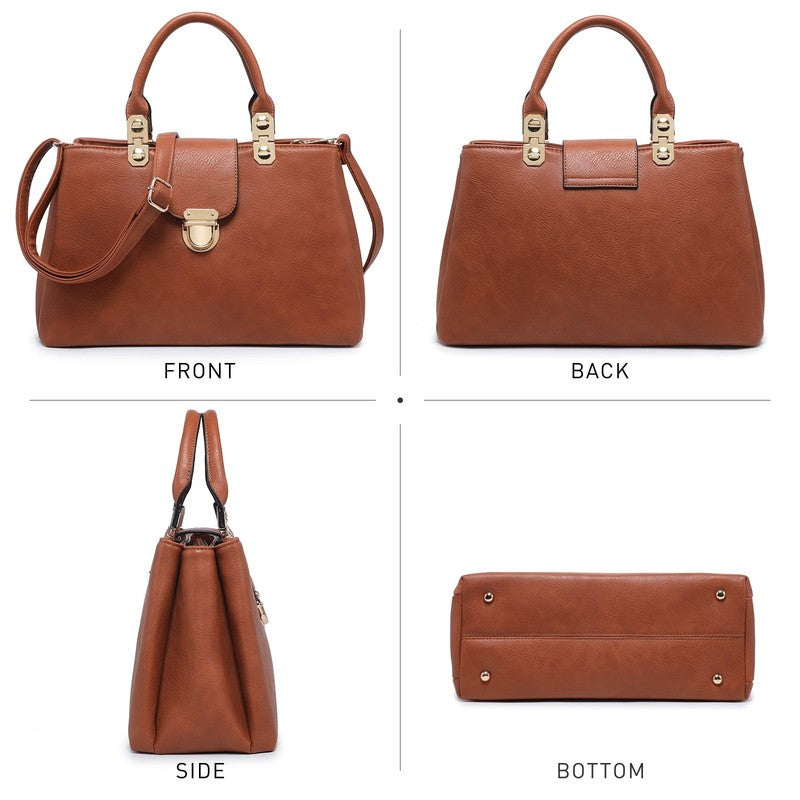 Women Satchel Handbag Vegan Leather Top Handle Medium Tote Shoulder Bag1