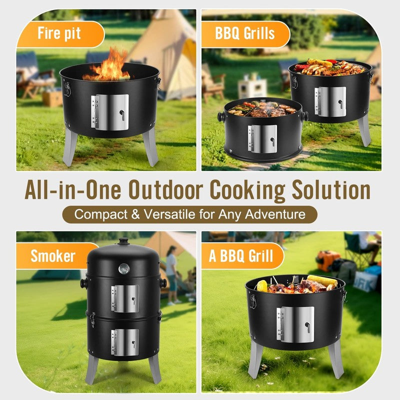 16 Inch BBQ Charcoal Grill, 6 in 1 Cooking Modes, Thermometer, Detachable Design4