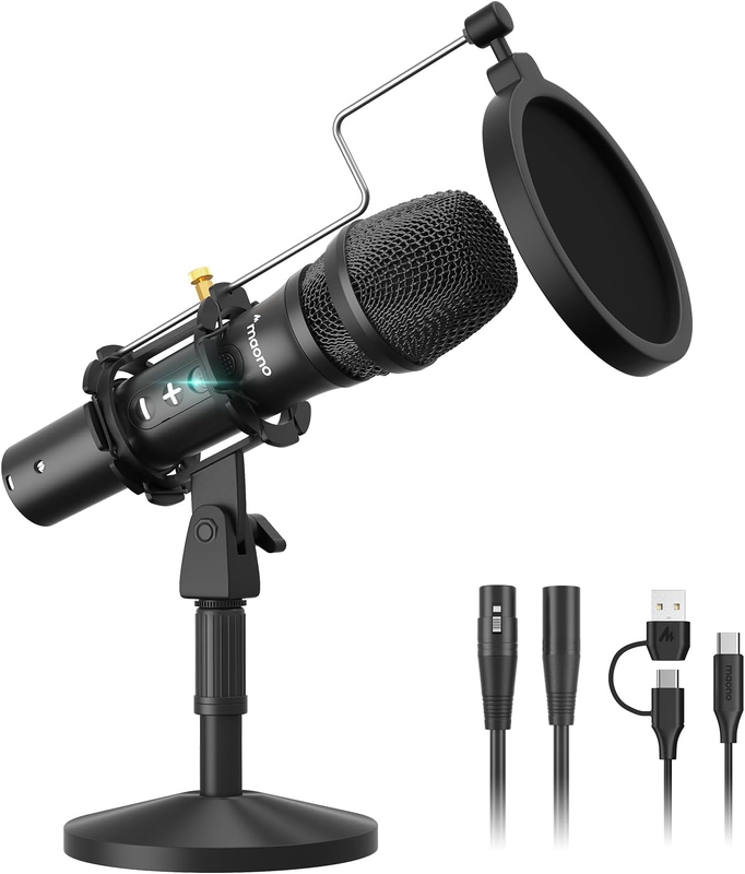USB/XLR Dynamic Microphone for Podcast Streaming Vocal Recording HD300T10