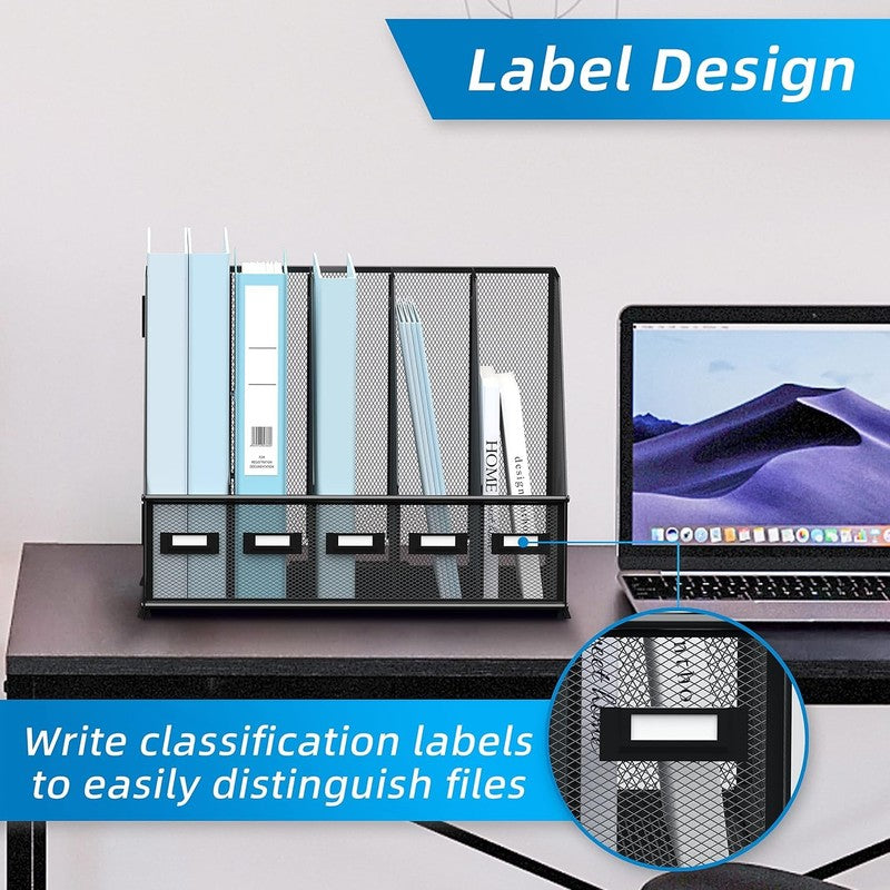 Desk Organizers Metal Desk Magazine File Holder with 5 Vertical Compartments Rac0