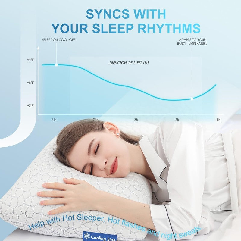 Cooling Pillow for Sleeping 2 Pack, Luxury Shredded Memory Foam Bed Queen Pillow7