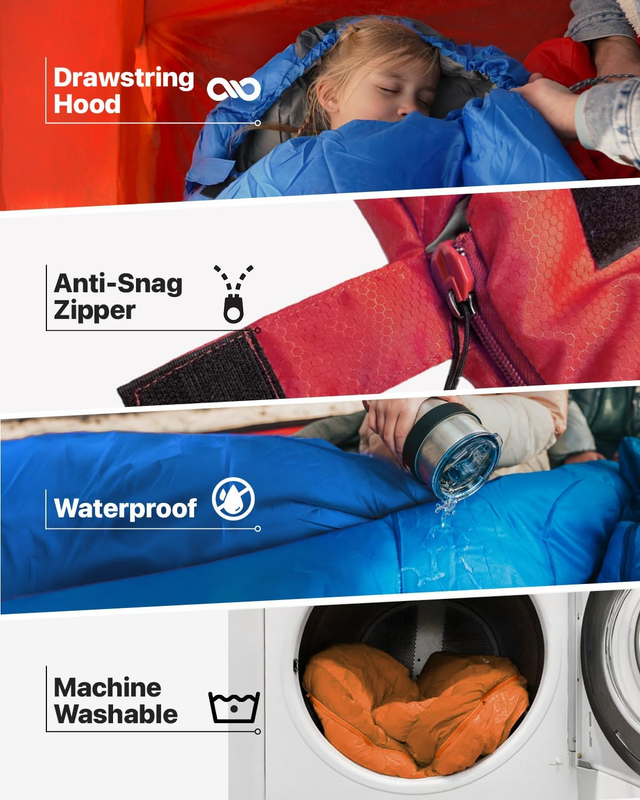 Sleeping Bag Cold Weather Adults Kids Lightweight Compact Camping Warm Gear4