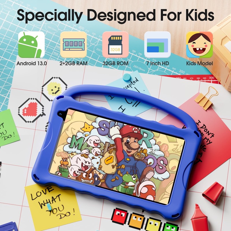 7 Inch Kids Tablet, 4GB RAM 32GB ROM Android Kids Tablet with Parental Control, 3
