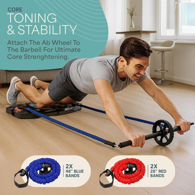 Portable PushUp Board with Resistance Bands  Full Body Home Gym Workout Kit Blac2