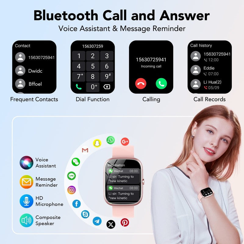 1.91" HD Smart Watch Android iPhone Call Fitness Tracker IP68 Waterproof2