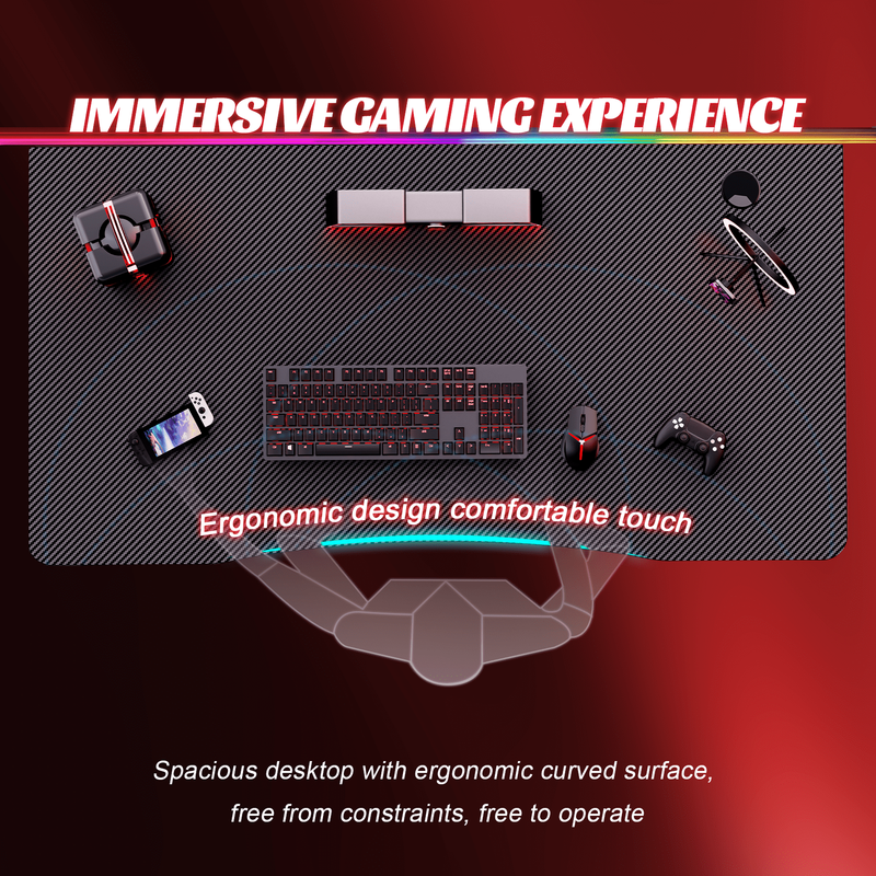 40 Inch Gaming Desk with Carbon Fibre Surface, PC Desk Ergonomic, Gaming Table3