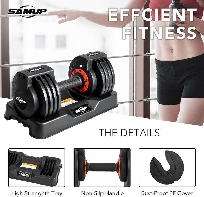 25/55lb Adjustable Dumbbells Pair Anti-Slip Metal Handle Full Body Workout2