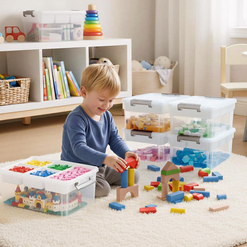 17 QT Clear Plastic Craft Storage Box with Removable Trays & Dividers, Craft Org7