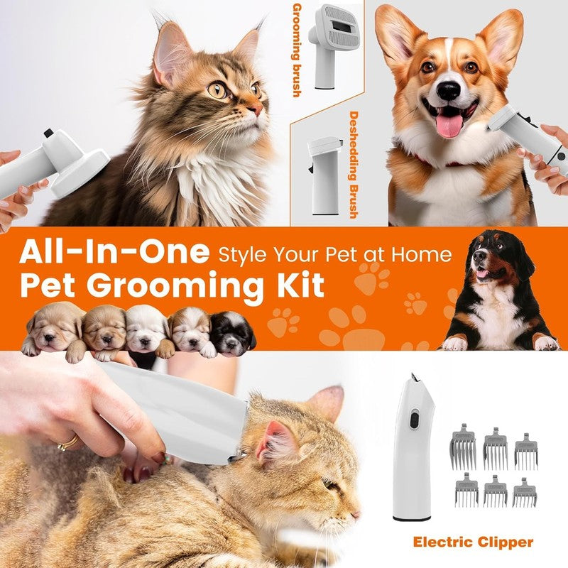Pet Grooming Vacuum Kit with Clippers & Low Noise Shedding Brush, PG10 Black2