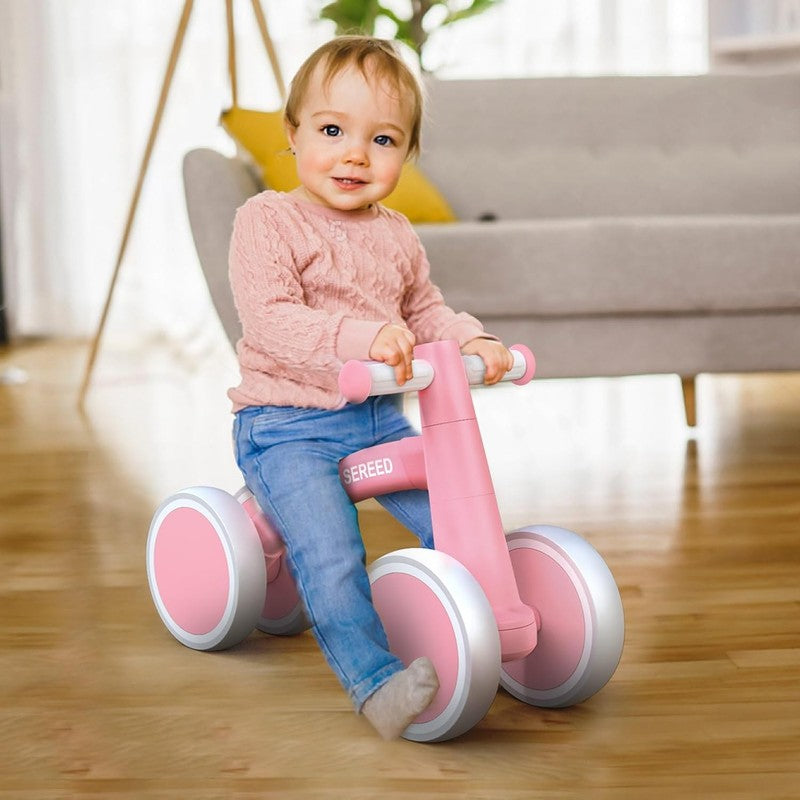 Baby Balance Bike 12 24M, 4 Wheel First Bike for 1 Year Old Birthday Gift Pink8