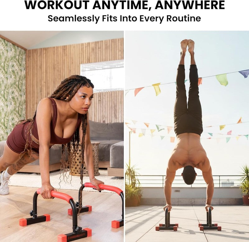Parallette Parallel Bars & Dip Station Home Gym L Sit Push Up Dips Handstand3