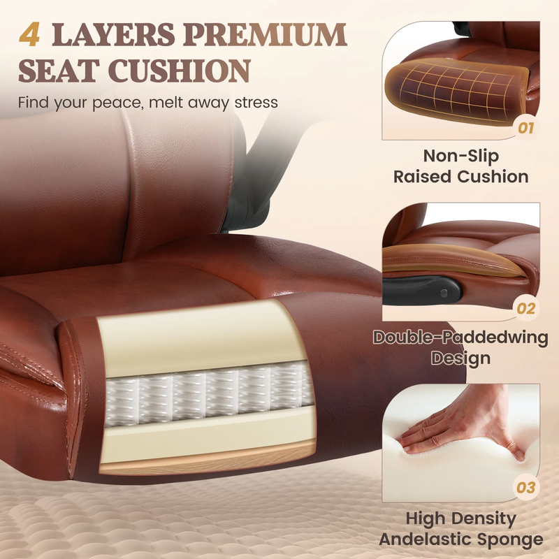 High Back Leather Office Chair 400LB Adjustable Desk Chair Dark Brown3