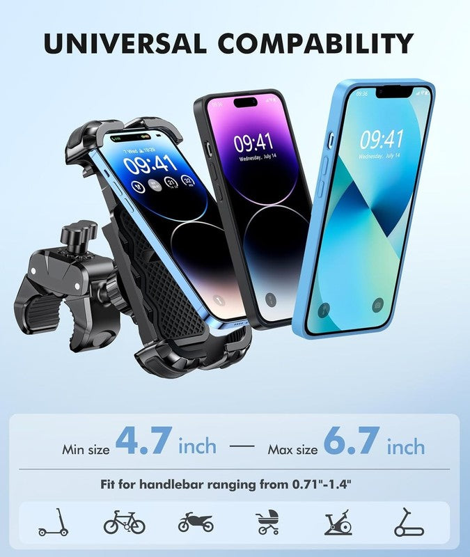 Motorcycle Bike Phone Mount 360° Rotatable Secure Lock Holder Fits 4.7-6.7"5