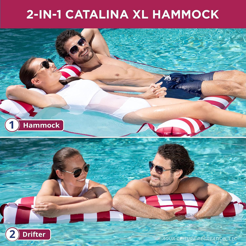 Aqua Catalina XL 2-in-1 Pool Hammock Float Inflatable Lounger 1-2 Person Adults2