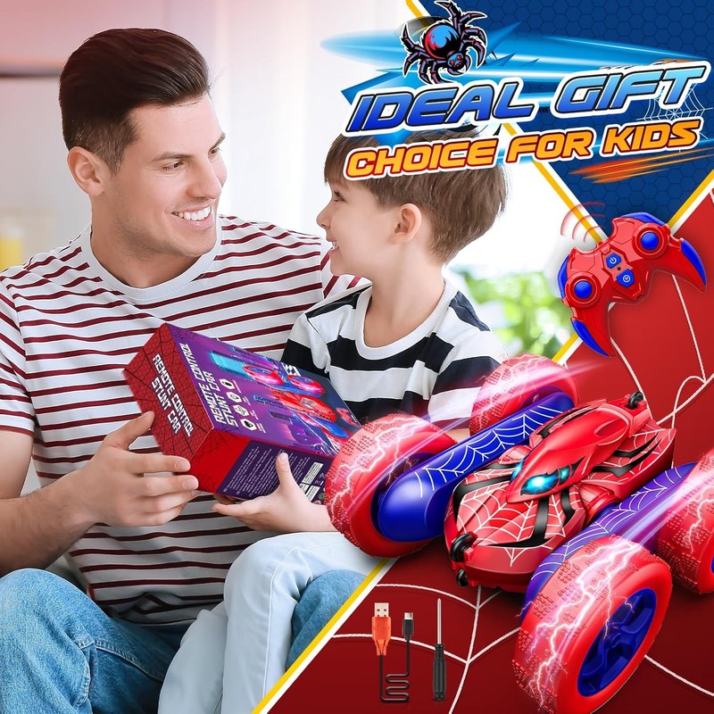 Spider RC Cars Remote Control Car, Double Sided 360°Flip 4WD Rechargeable RC Dri5