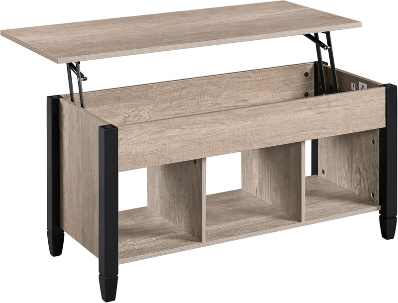 Gray Coffee Table, Lift Top Coffee Table with Hidden Compartment & Shelf, Lift u0