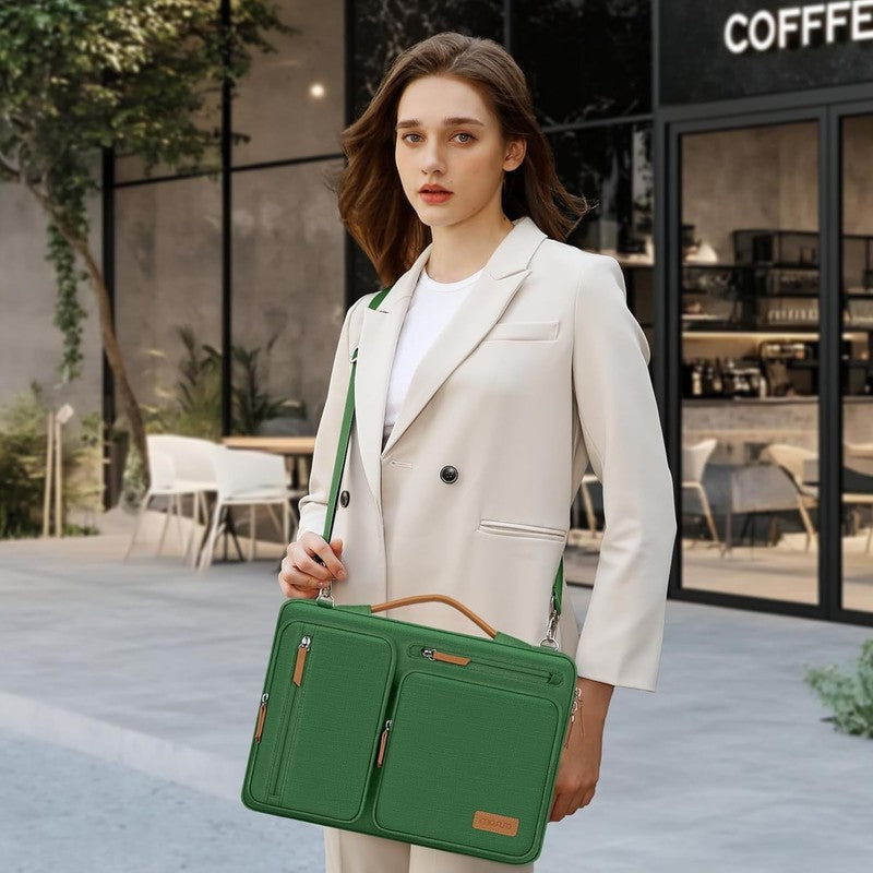 15.6 Inch Laptop Shoulder Bag 360 Protective Messenger 4 Zipper Pockets7