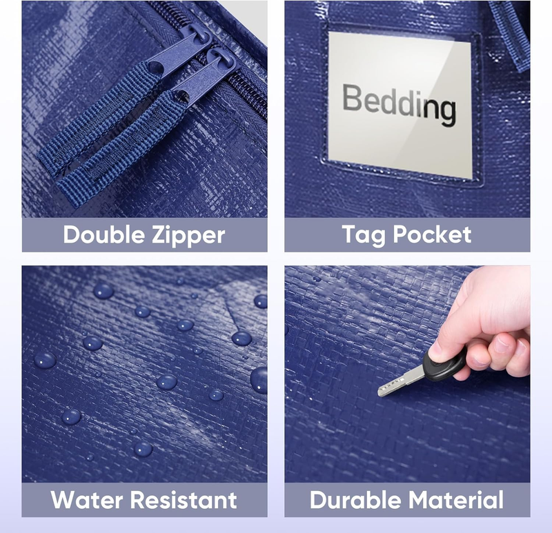 6 Pack Extra Large Heavy Duty Moving Bags Zipper Storage Totes Navy5