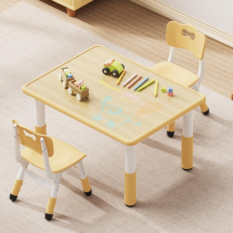 Kids Table and 2 Chairs Set, Height Adjustable Toddler Desk 31.5" L X 23.6" W an8