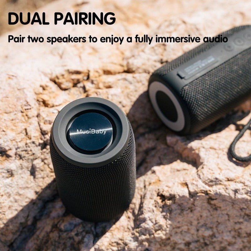 Musibaby 24H Bluetooth Speaker, Waterproof, Dual Pairing, Deep Bass, Black5