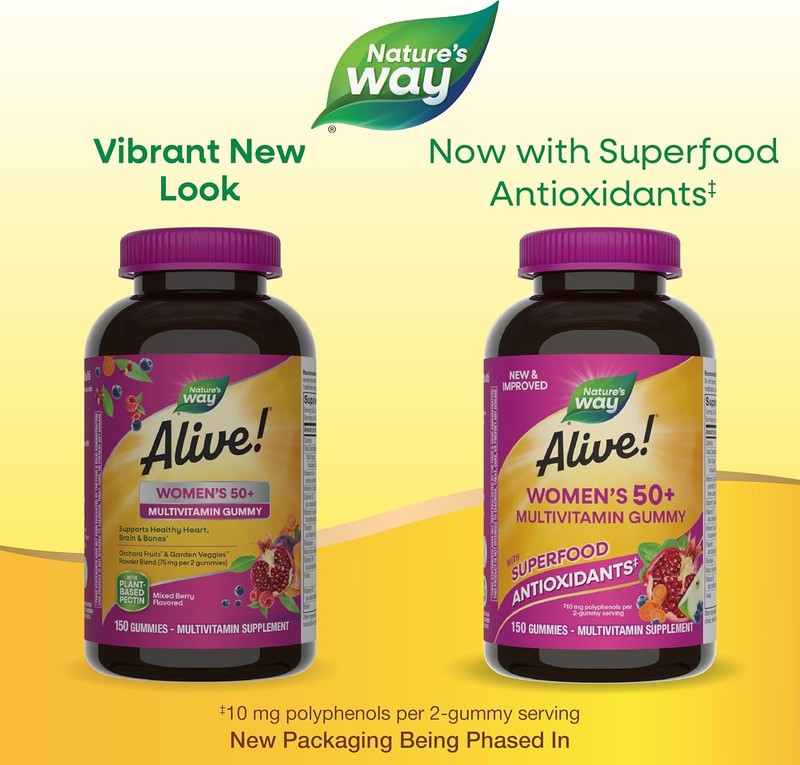 Alive! 50+ Women's Daily Gummy Multivitamins for Heart, Brain & Bones, 150ct1