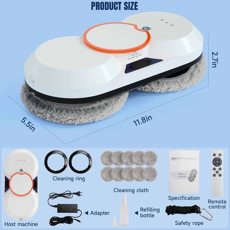 Smart Window Cleaning Robot with 5600Pa Suction Power, Double Automatic Water Sp8