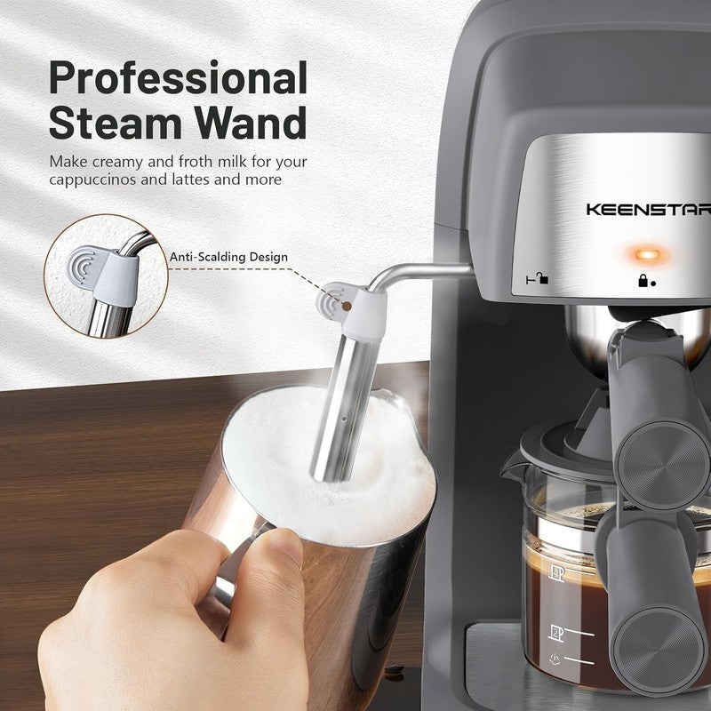 3.5 Bar Espresso Machine 800W 4-Cup Compact with Milk Frother2
