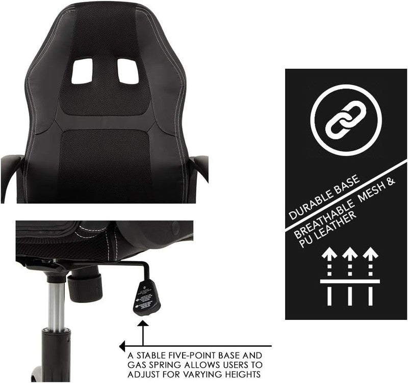 Ergonomic Gaming Desk Chair with Lumbar Support   PU Leather, Black5