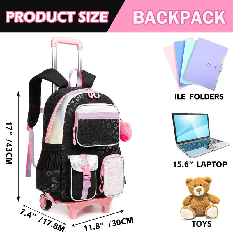 Rolling Backpack for Girls with Wheels,Wheeled School Bags for Elementary Studen5